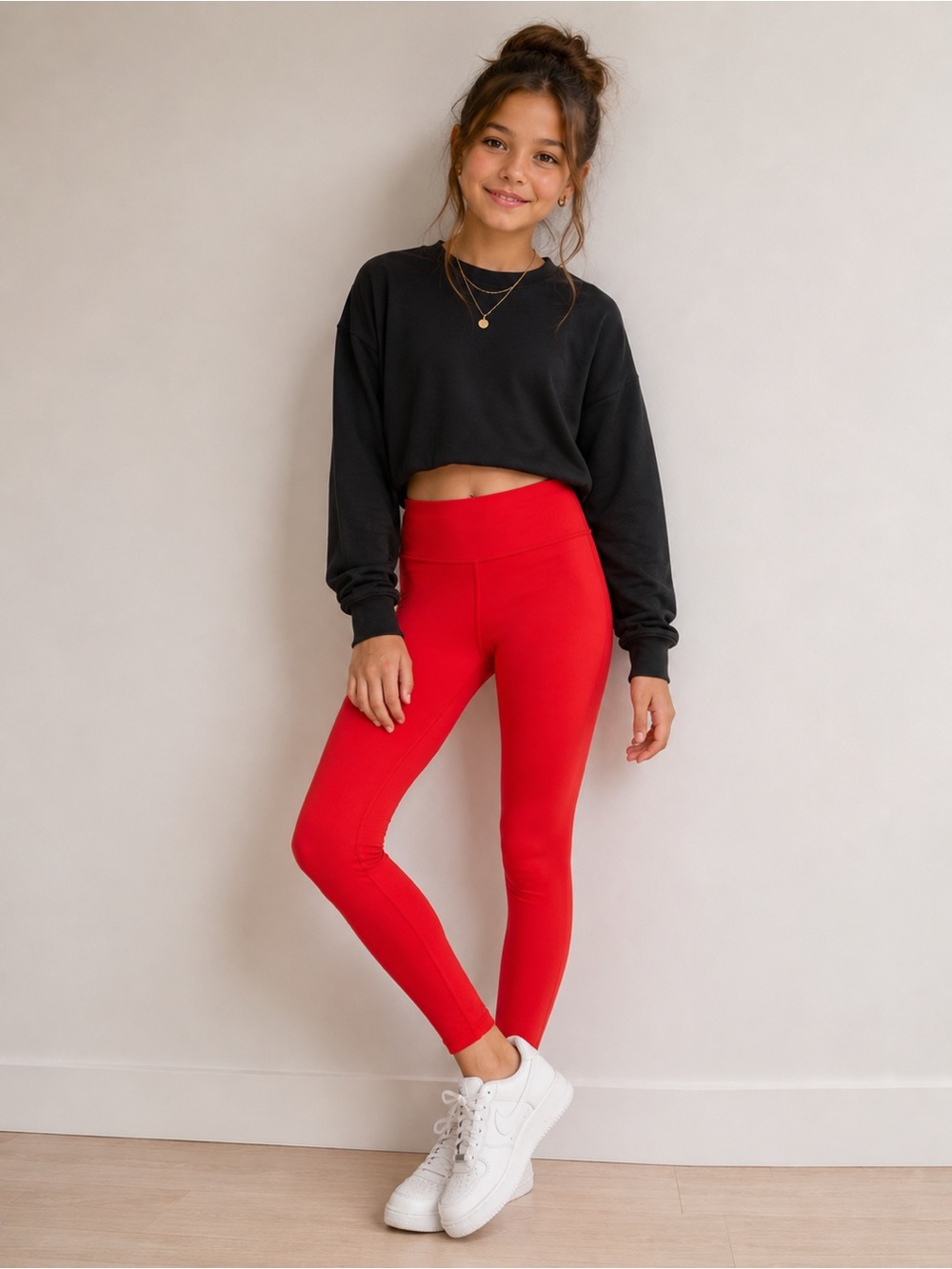 Athleta Girl Powervita High Rise Leggings Red Girls M 8/10 Dance EUC fast ahip